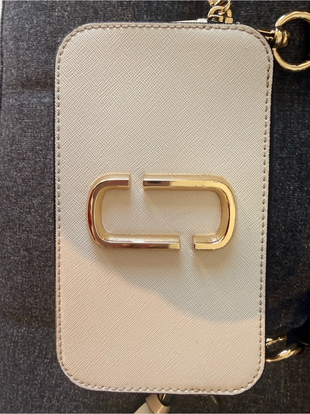 Marc Jacobs Cream Mini Crossbody Phone Pouch with Gold Hardware